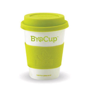 White Reusable Cup With Green Lids