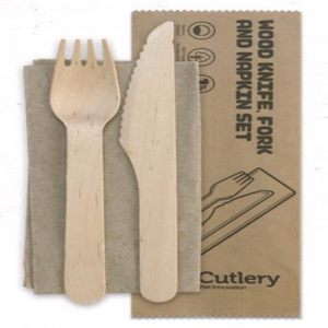 Knife Fork Napkin Wooden Combo
